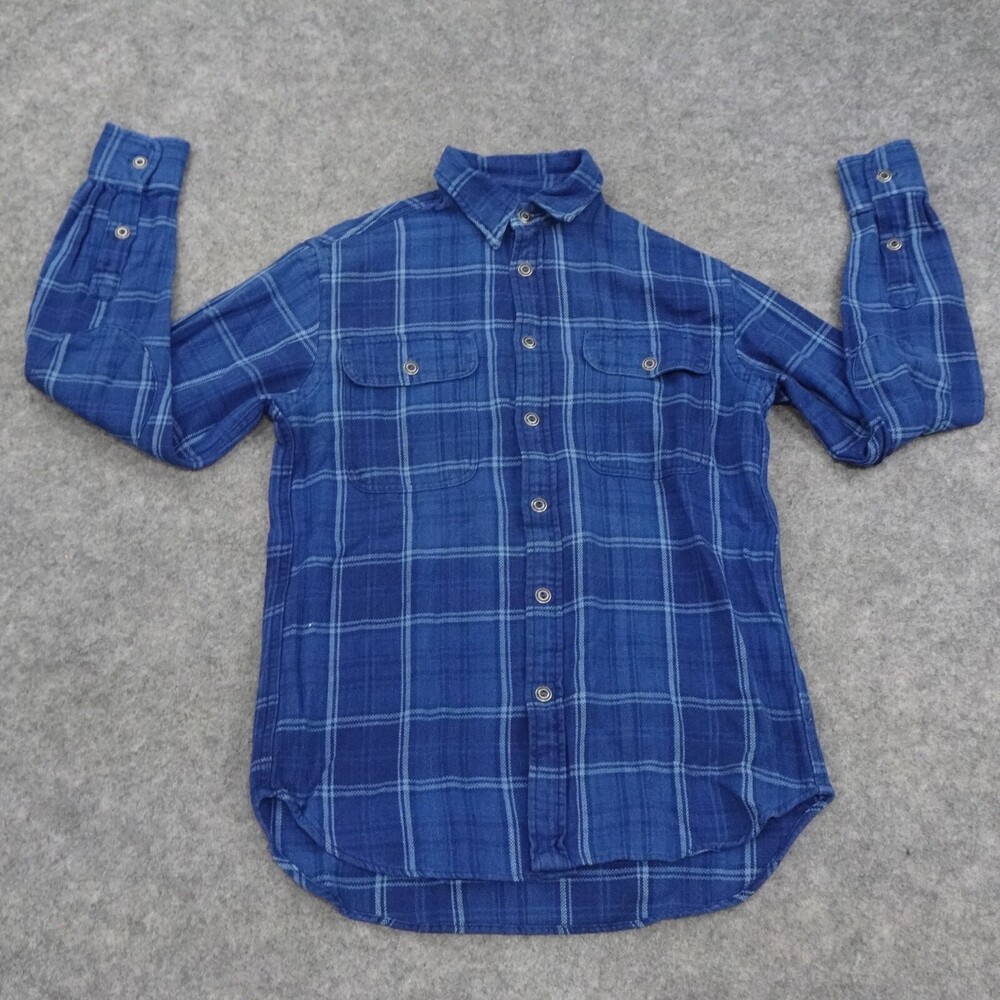 Ralph Lauren Button Up Shirt Womens Extra Small Relaxed Fit Indigo Blue Cotton